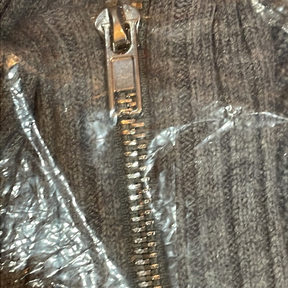 NEW Scoop Women's Ribbed Sweater Dress Zip Turtleneck M Gray - Picture 5 of 14